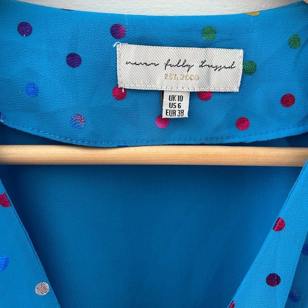 Never Fully Dressed Blue Polka Dot Mini Dress - Picture 5 of 7